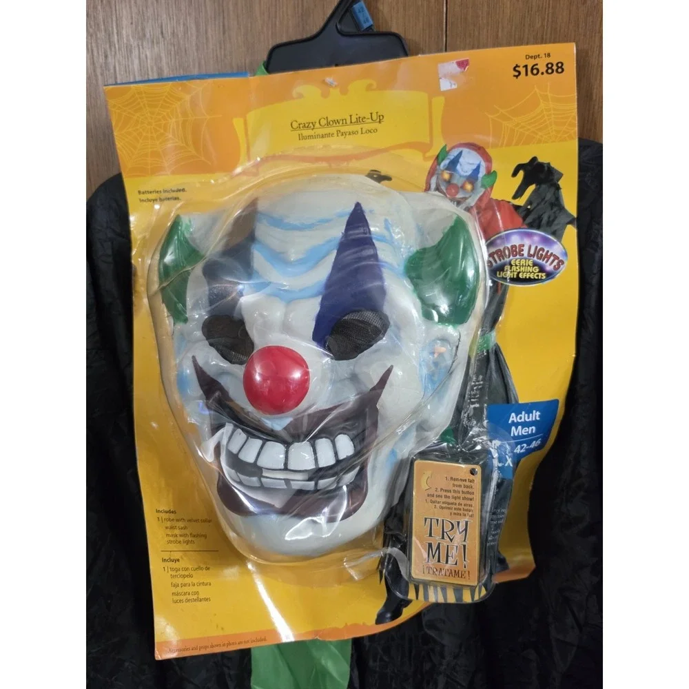 New Old Stock Crazy Clown Lite Up Eyes  Mens XL